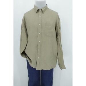 Muji Shirt Mens XL Tan Linen Long Sleeve Button Up Casual Preppy Business Office